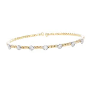 18k Yellow Gold Diamond Cuff Bangle