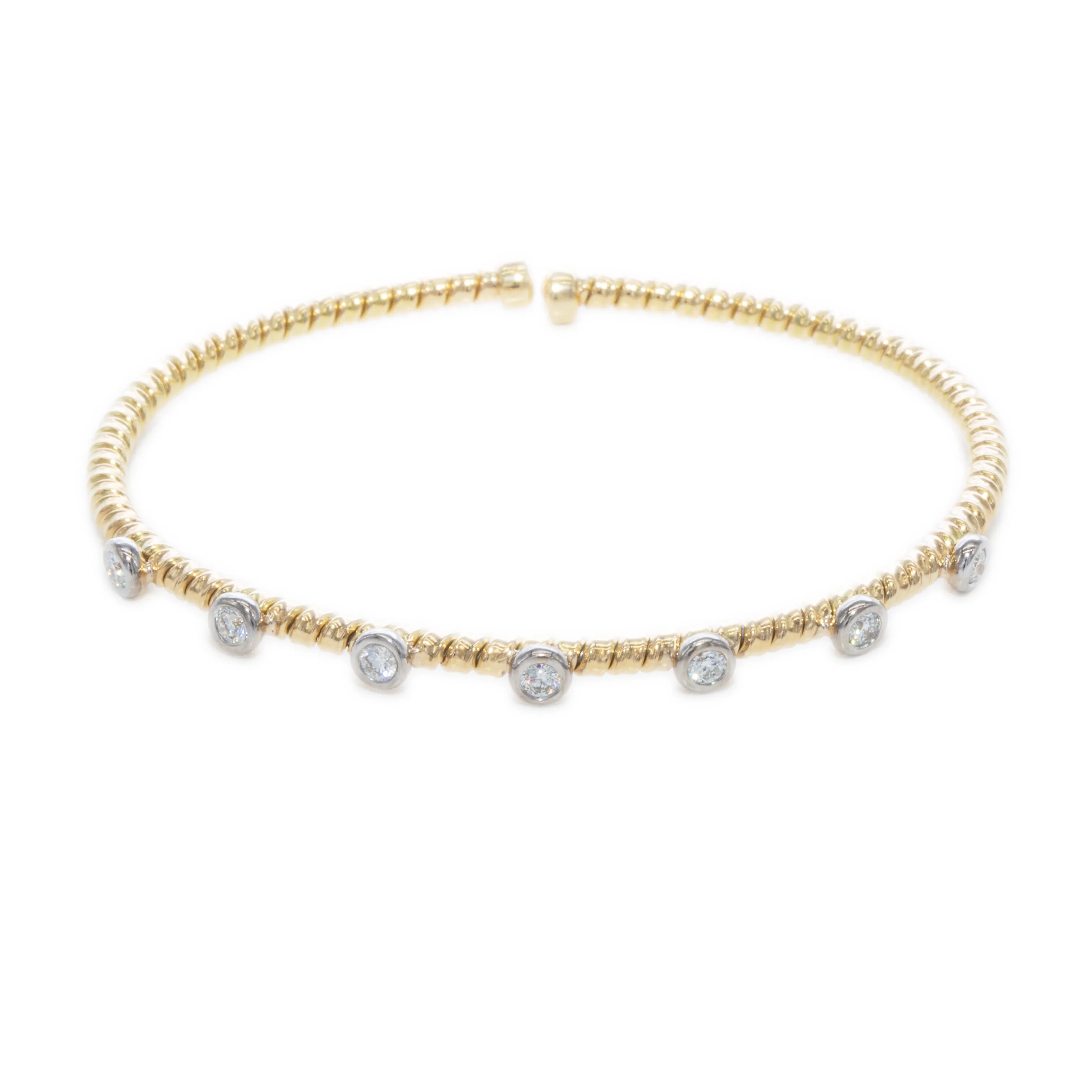 18k Yellow Gold Diamond Cuff Bangle