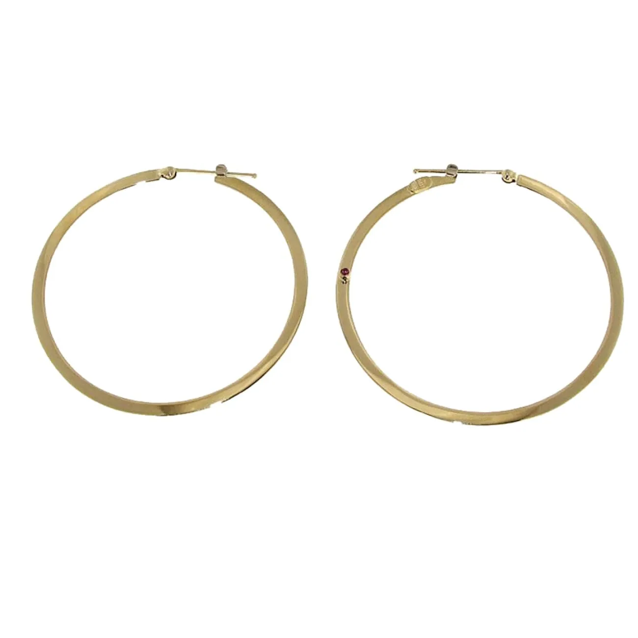 18KT Yellow Gold Large Flat Hoop Earrings