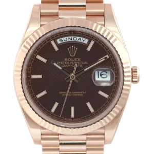 2019 Rolex Day Date 40 18k Rose Gold President Chocolate Motif 228235 Watch Box