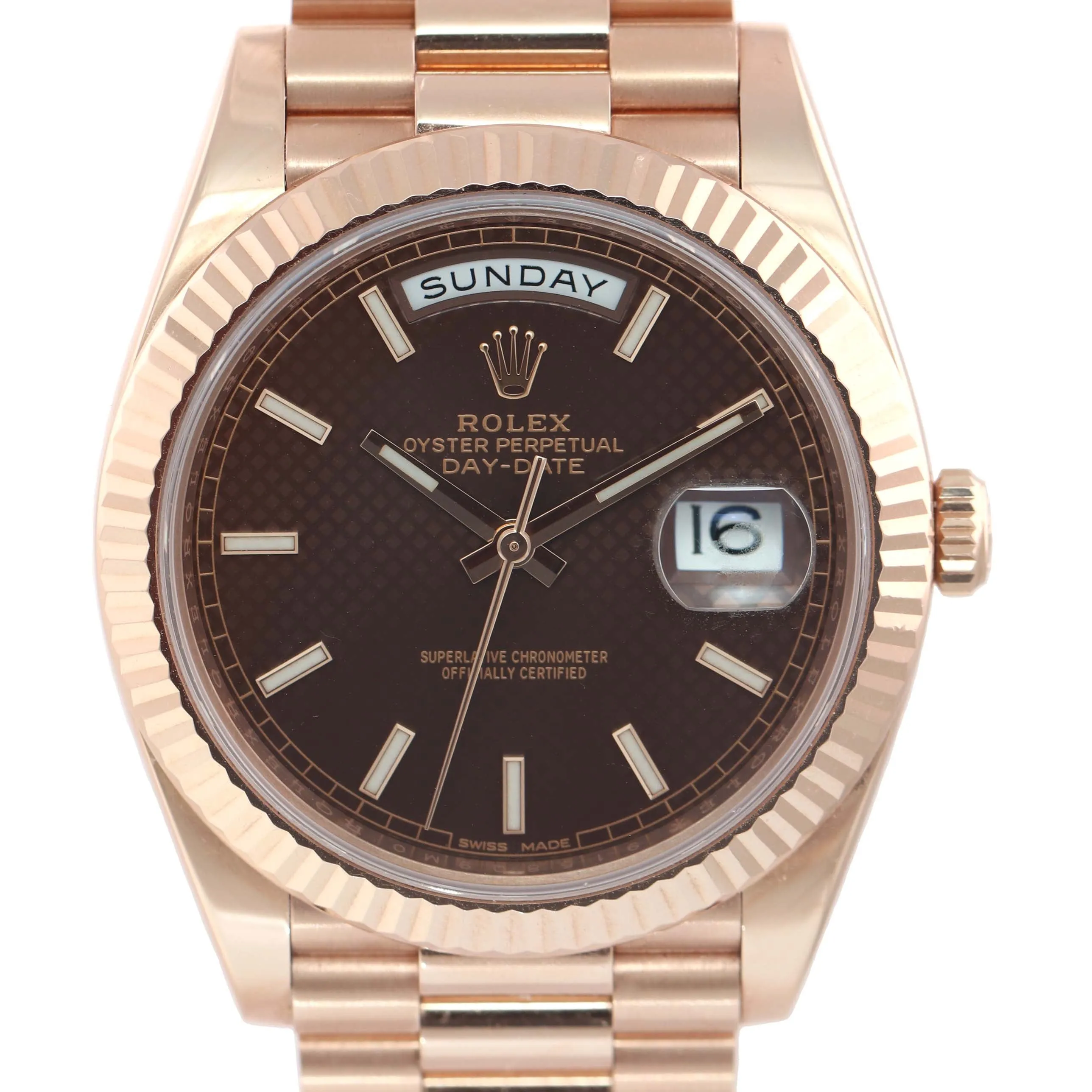 2019 Rolex Day Date 40 18k Rose Gold President Chocolate Motif 228235 Watch Box