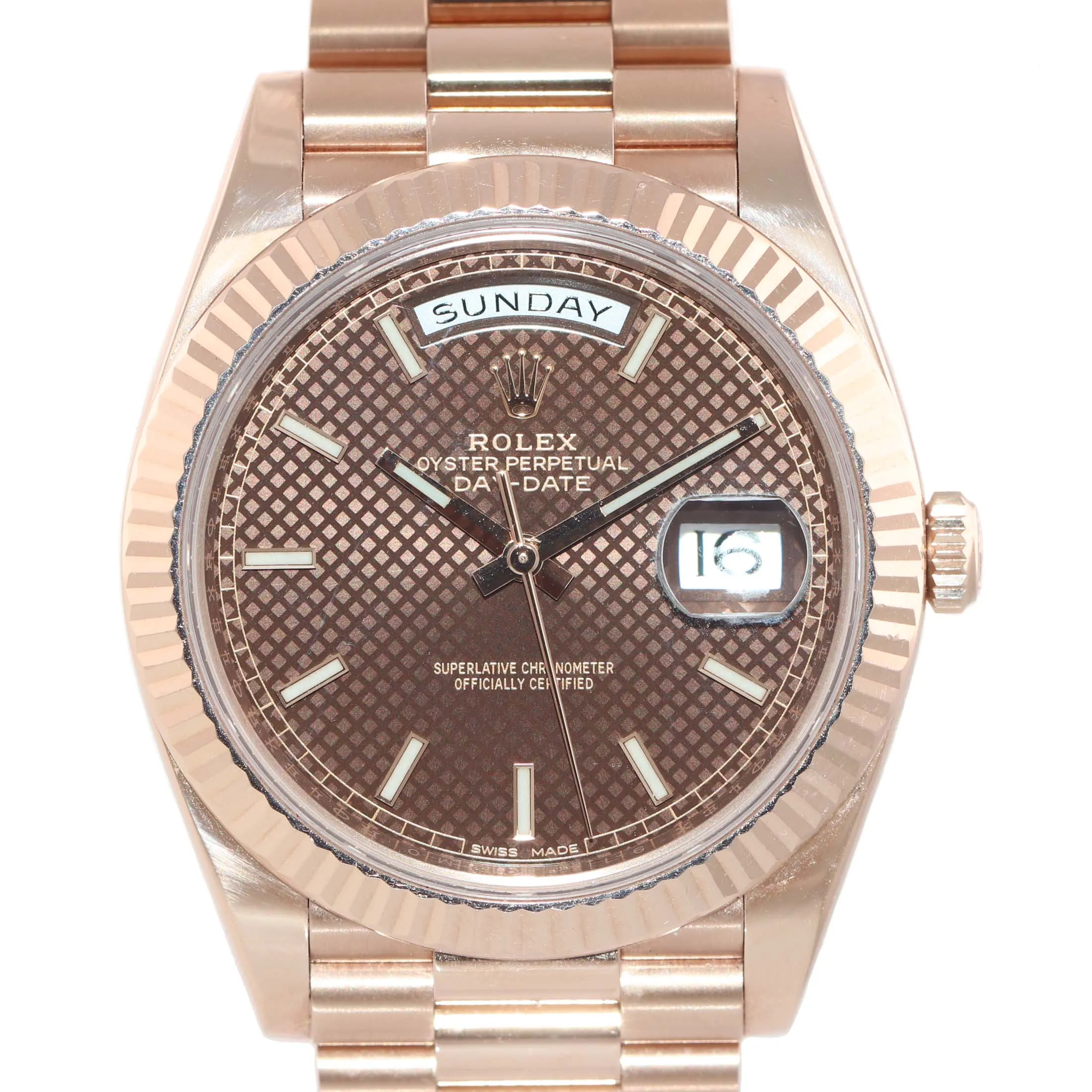 2019 Rolex Day Date 40 18k Rose Gold President Chocolate Motif 228235 Watch Box