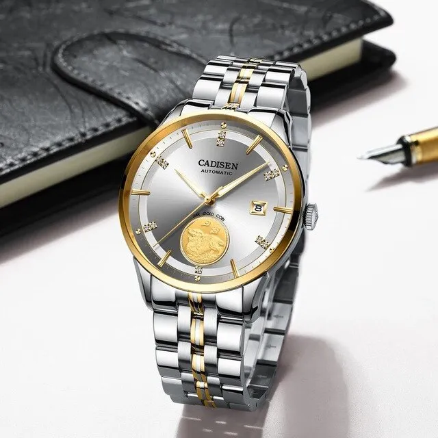 2020 New CADISEN Top Brand Luxury 24-karat Gold Watch Automatic Men's Mechanical watches relogio masculino