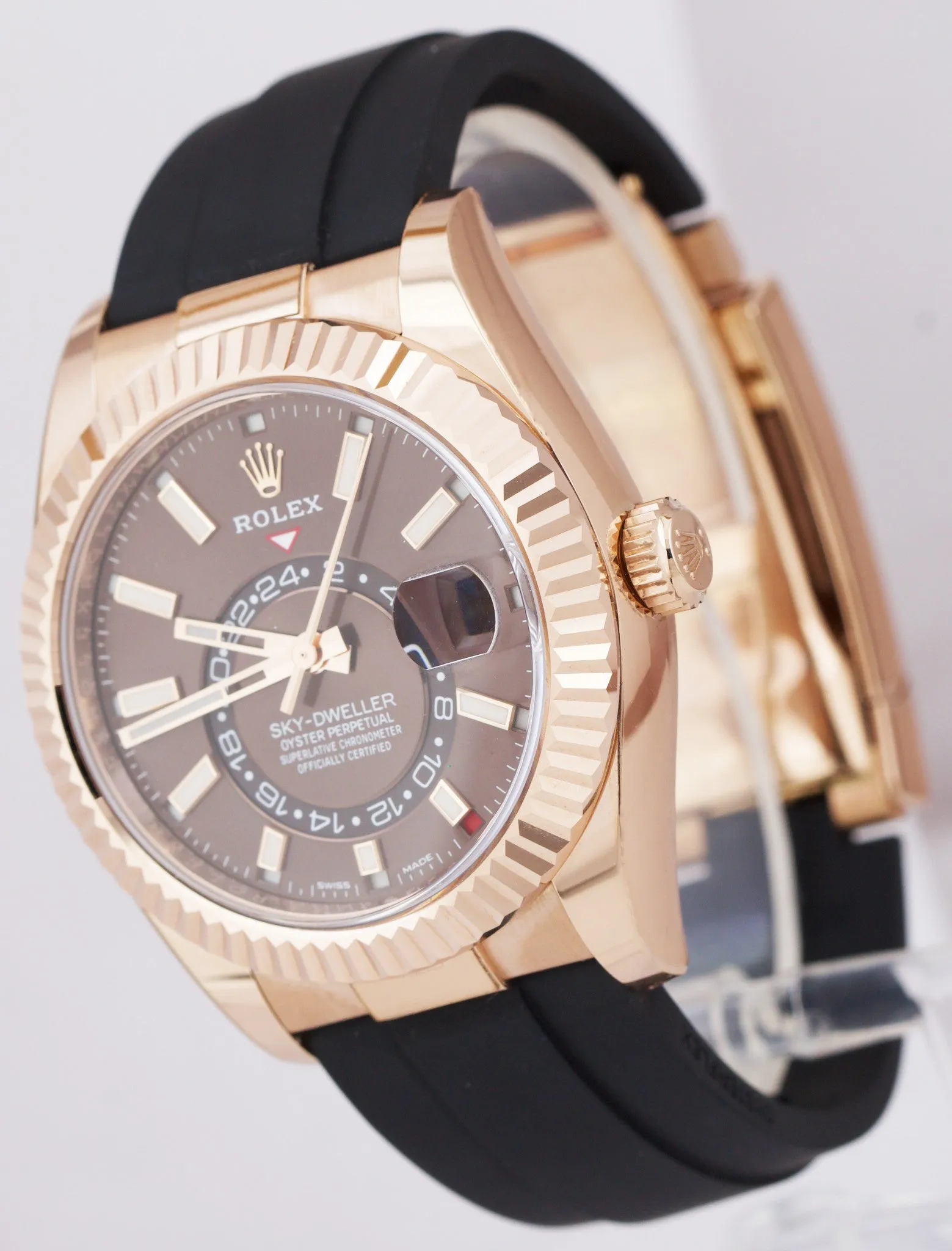 2021 Rolex Sky-Dweller 18K Rose Gold Chocolate Oysterflex 326235 42mm Watch B P