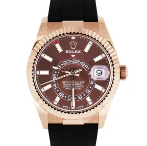 2021 Rolex Sky-Dweller 18K Rose Gold Chocolate Oysterflex 326235 42mm Watch B P