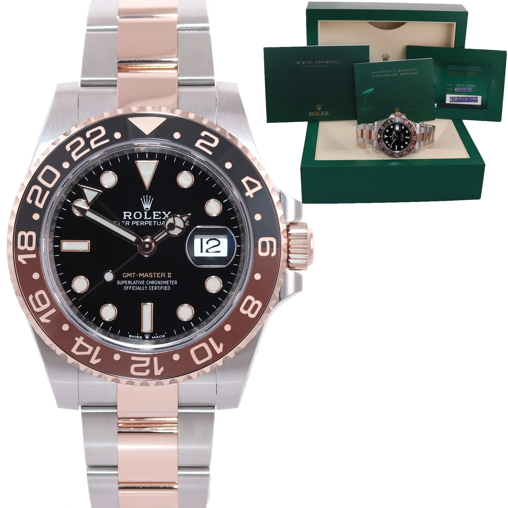 2022 BRAND NEW PAPERS Rolex GMT Master Root Beer Rose Gold 126711 Watch Box