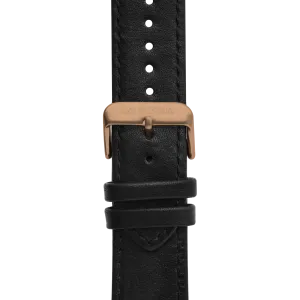 22mm Leather Black Rose Gold