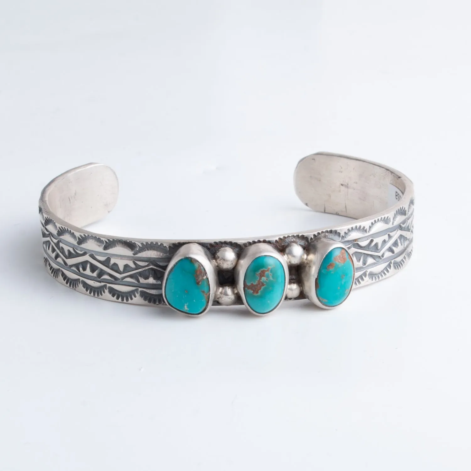 3 stone Turquoise Row Stamp Cuff