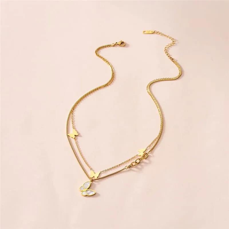 30 Pieces) Women Minimalist Butterfly Design Multilayer Chain