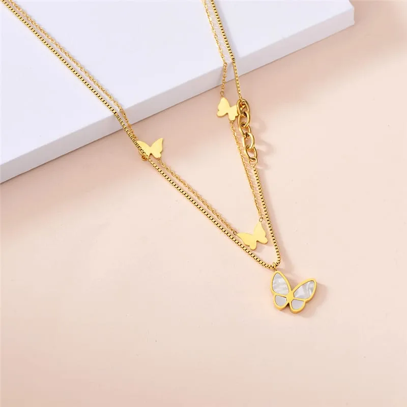 30 Pieces) Women Minimalist Butterfly Design Multilayer Chain