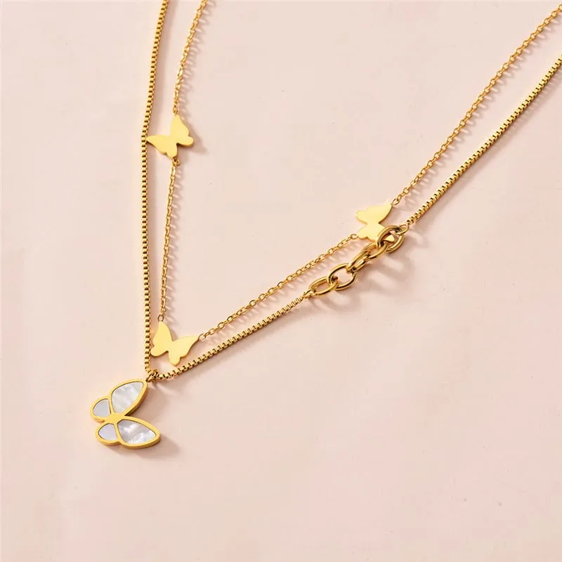 30 Pieces) Women Minimalist Butterfly Design Multilayer Chain