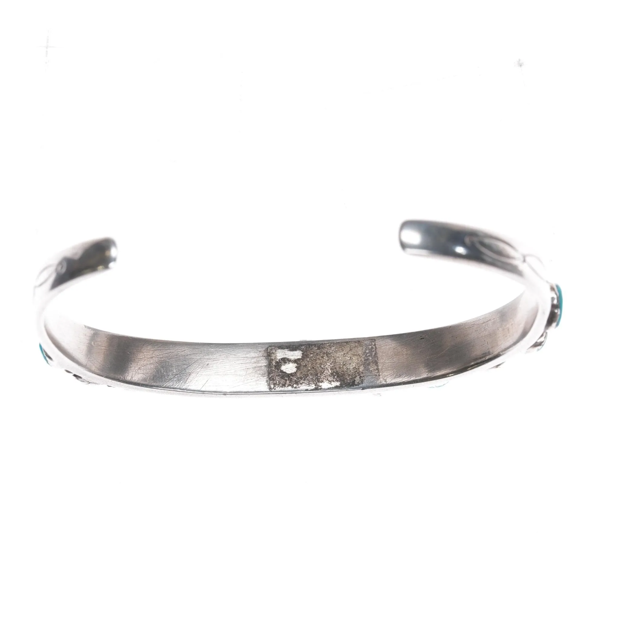 6.5" 30's-40's Navajo silver and turquoise row cuff bracelet