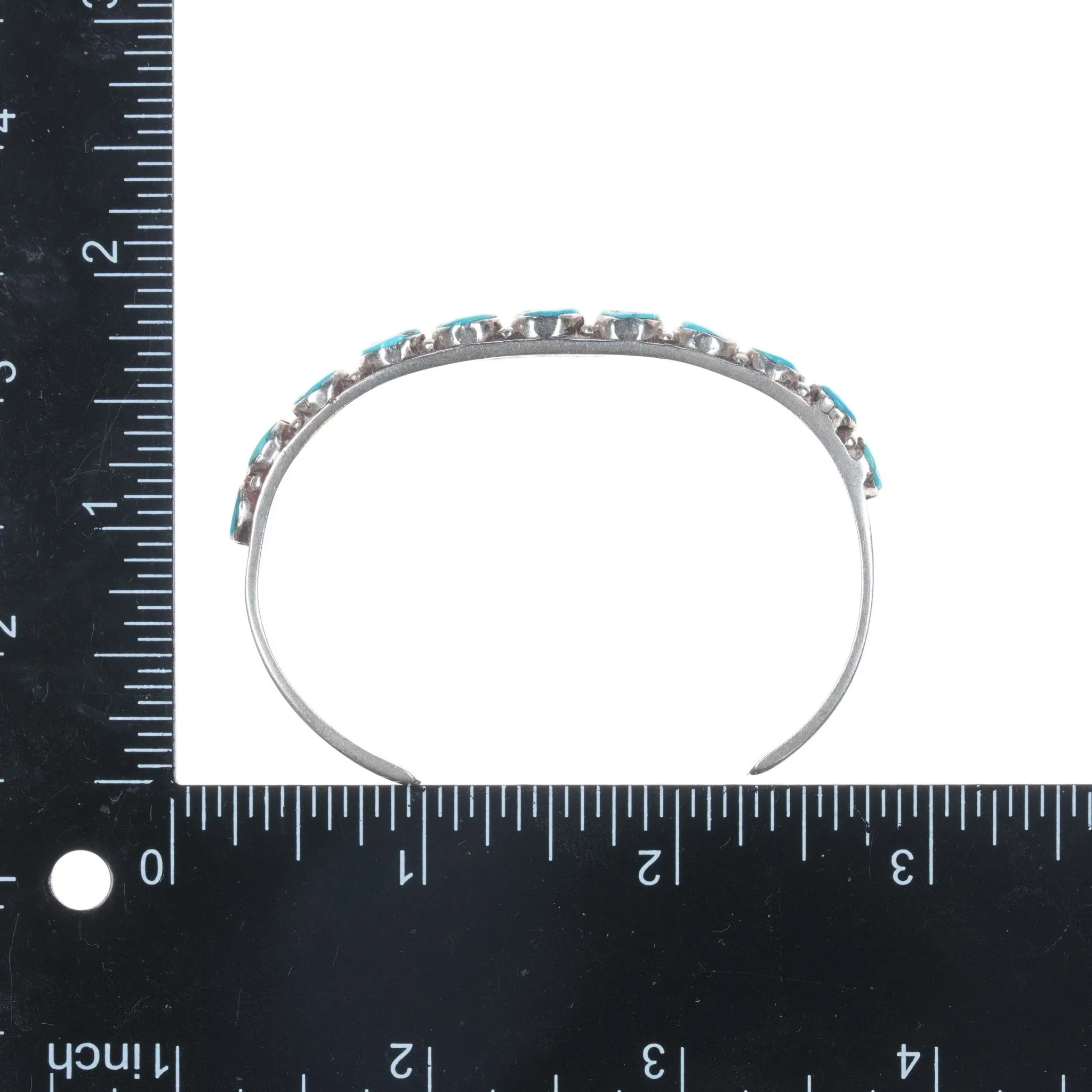 6.5" 30's-40's Navajo silver and turquoise row cuff bracelet