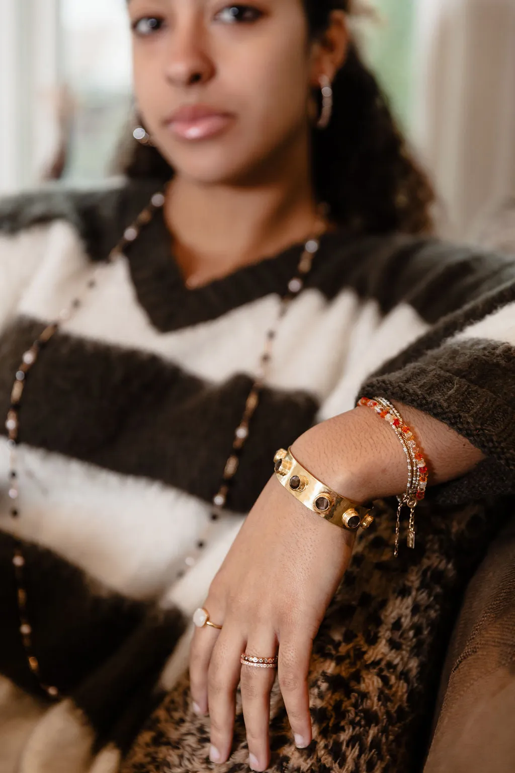 7 Stone Smokey Quartz Bracelet