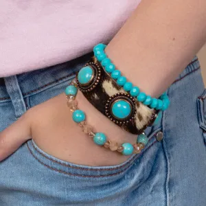 74748 - Animal Print Stacked Bracelets - Turquoise