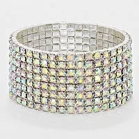 8-Row AB Crystal Rhinestone Stretch Pageant Bracelet | Evening Bracelet  | 254059