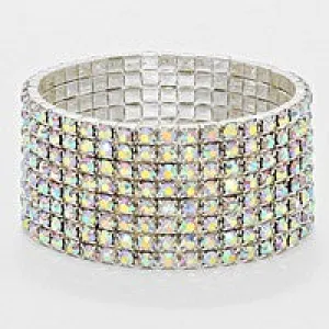 8-Row AB Crystal Rhinestone Stretch Pageant Bracelet | Evening Bracelet  | 254059