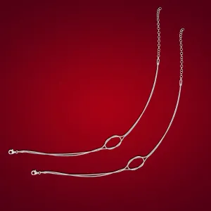 925 Rhodium Sterling Silver Slim Wired Chain Knot Design Anklets For women