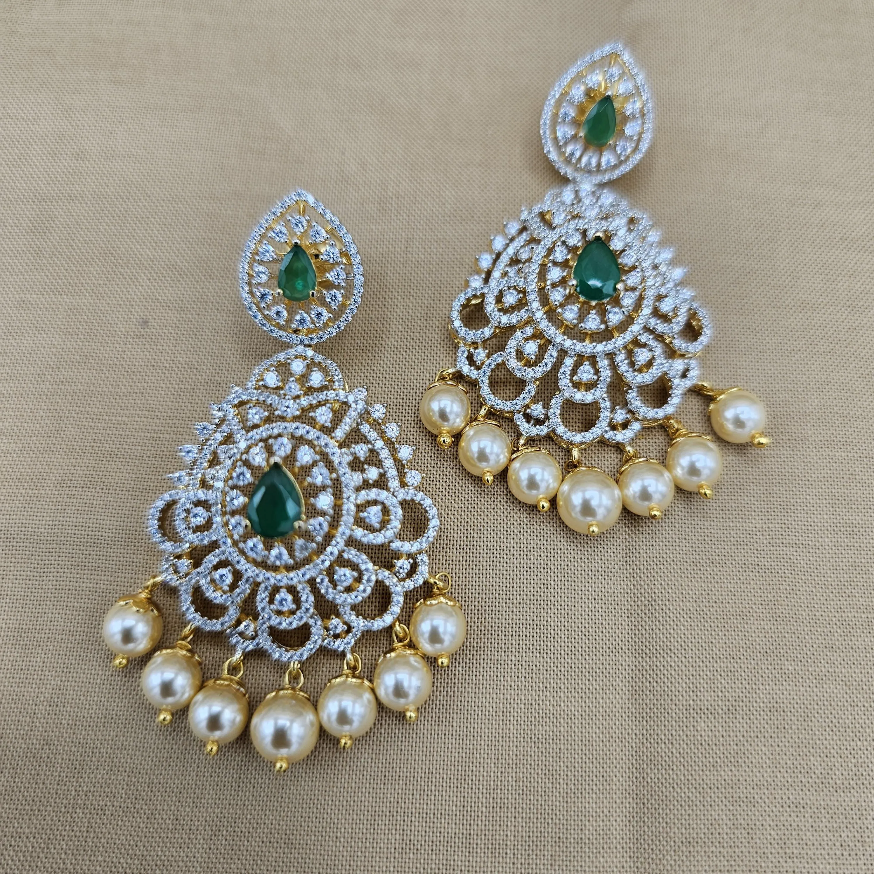 92.5 Silver Diamond Rep earrings, Party-wear Silver earring, Silver Jhumka, Premium Cz Bali, 92.5 Hallmark, Indian wedding jewelry.