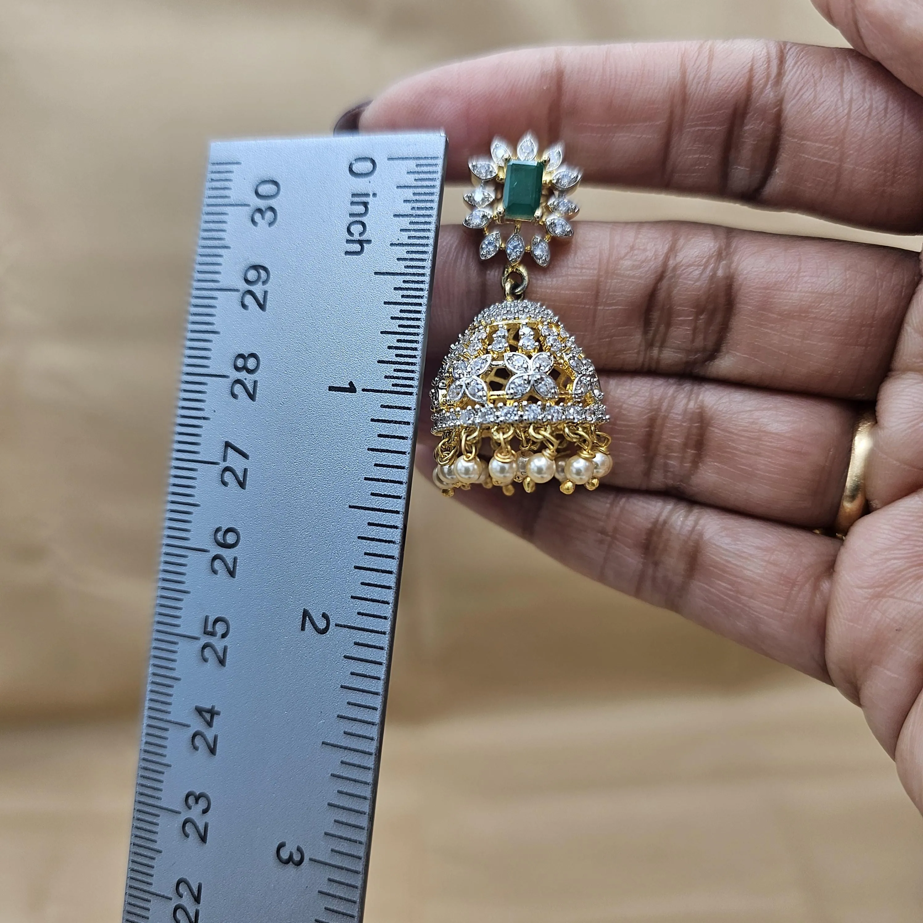 92.5 Silver Diamond Rep earrings, Party-wear Silver earring, Silver Jhumka, Premium Cz Bali, 92.5 Hallmark, Indian wedding jewelry.
