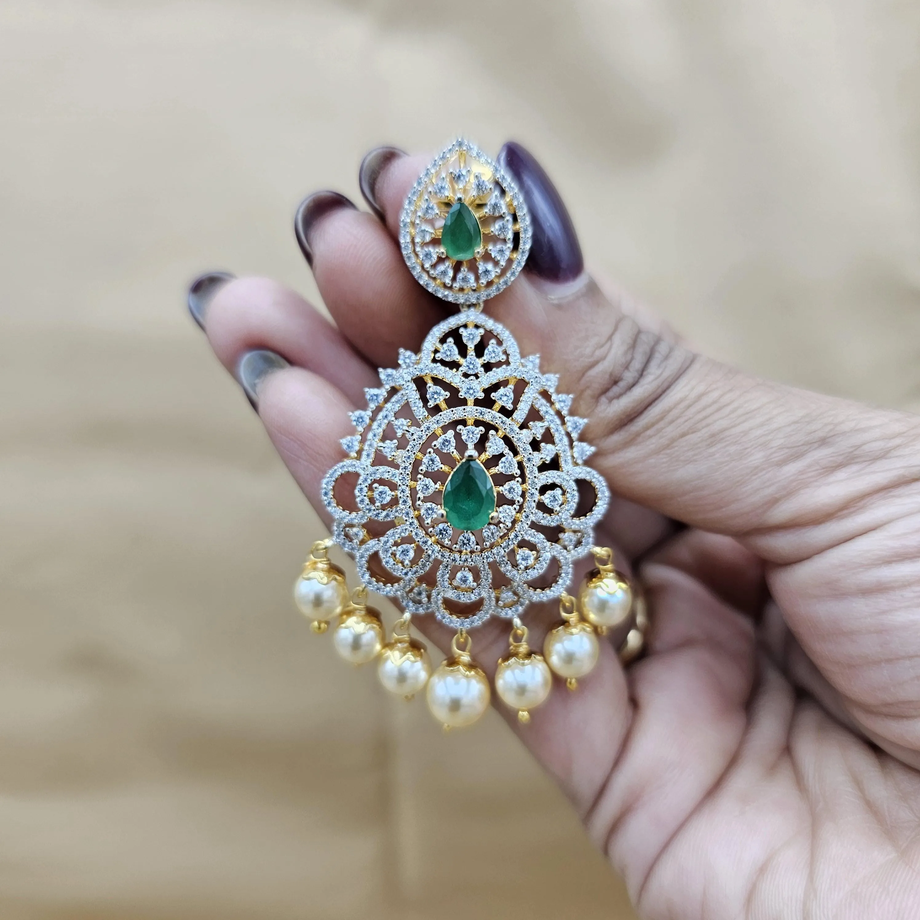92.5 Silver Diamond Rep earrings, Party-wear Silver earring, Silver Jhumka, Premium Cz Bali, 92.5 Hallmark, Indian wedding jewelry.