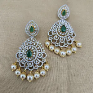 92.5 Silver Diamond Rep earrings, Party-wear Silver earring, Silver Jhumka, Premium Cz Bali, 92.5 Hallmark, Indian wedding jewelry.
