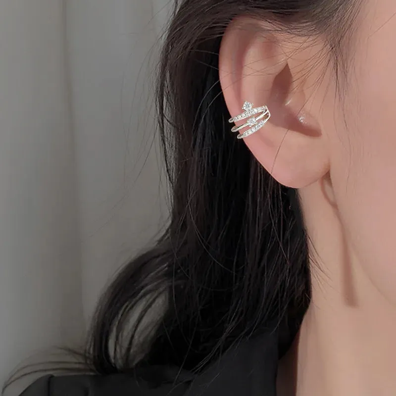 925 Stamp Silver Zirconia Pearl Clip On Earrings for Women Geometric Ear Cuff Girl Jewelry