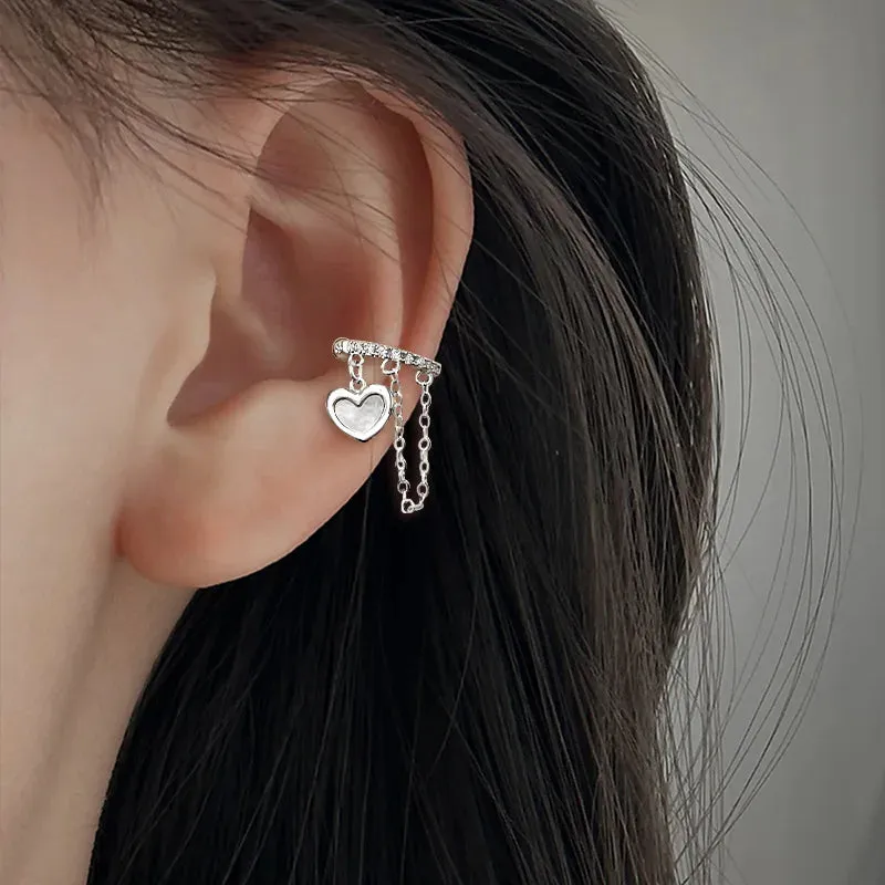 925 Stamp Silver Zirconia Pearl Clip On Earrings for Women Geometric Ear Cuff Girl Jewelry