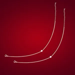 925 Sterling Silver Cuban Link Chain Solitaire Stone Anklets For Women