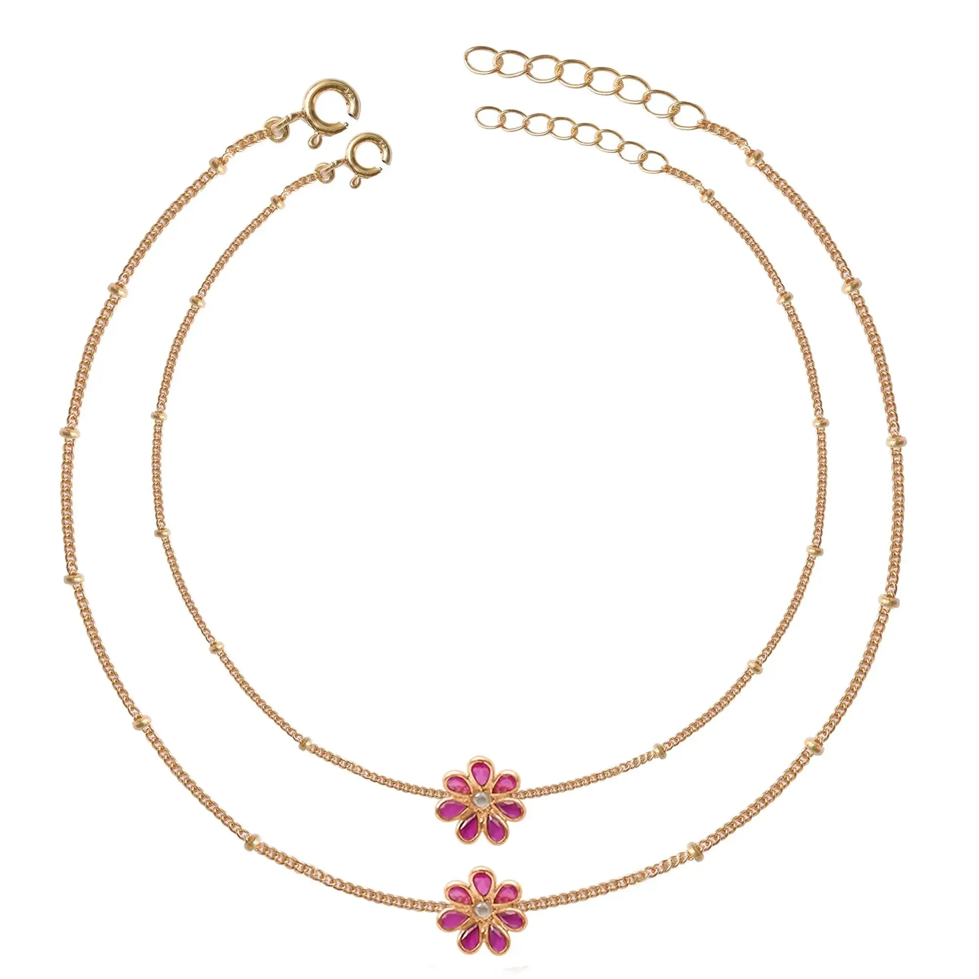 92.5 Sterling Silver Flower Anklet