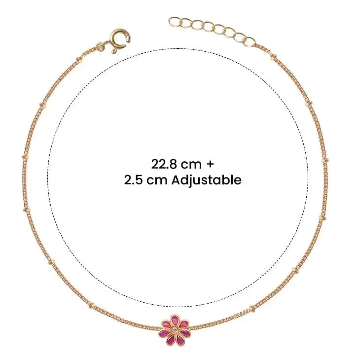 92.5 Sterling Silver Flower Anklet