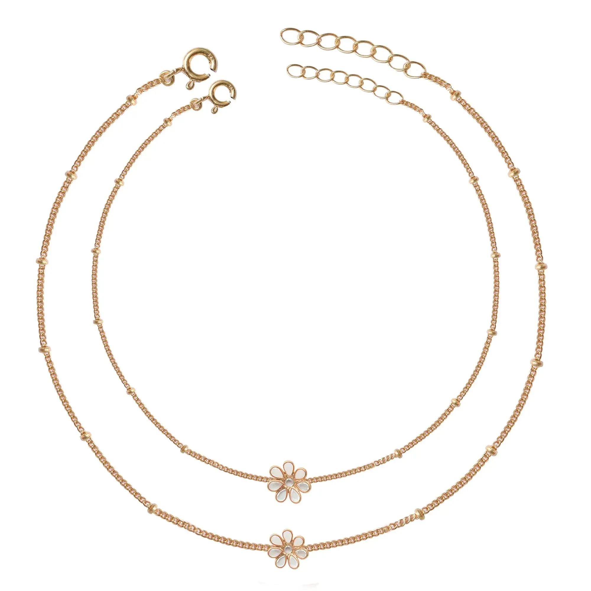 92.5 Sterling Silver Flower Anklet
