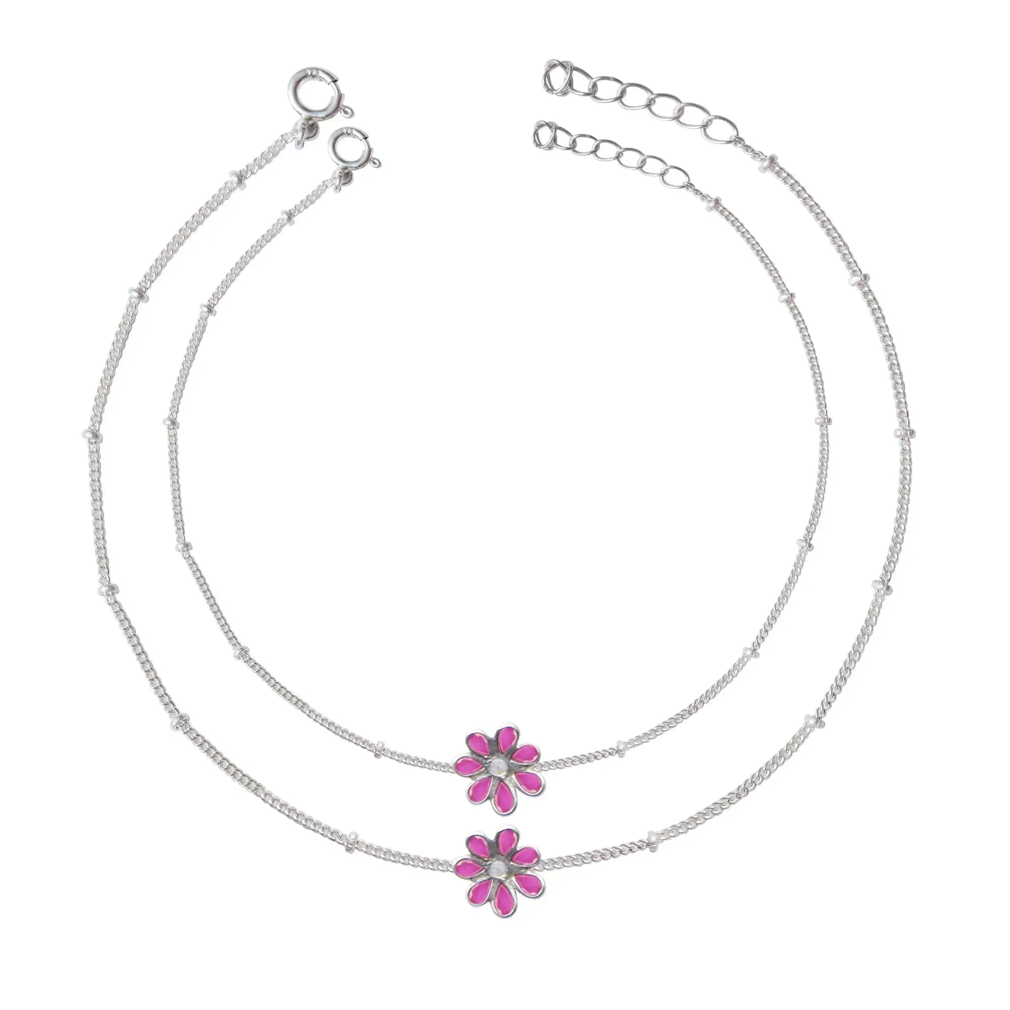 92.5 Sterling Silver Flower Anklet