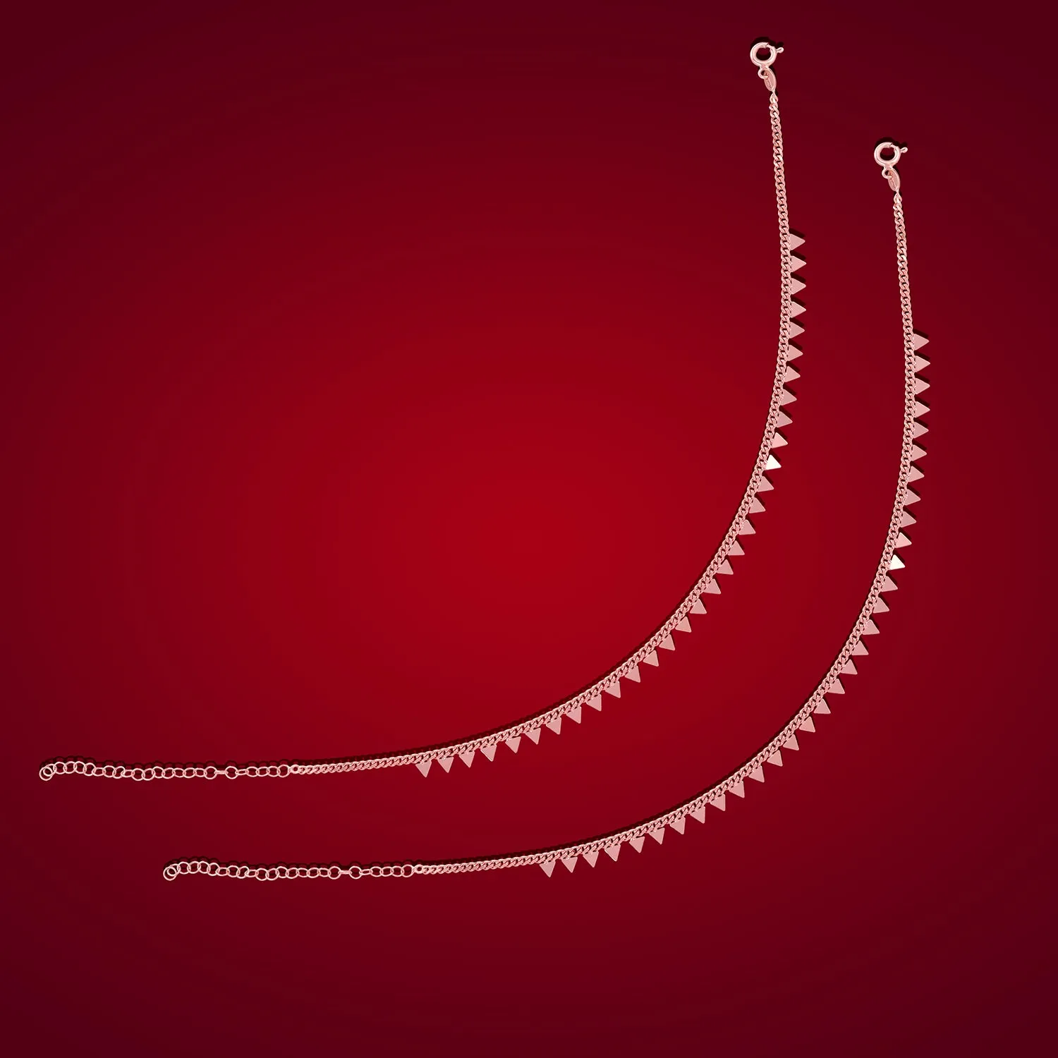 925 Sterling Silver Light Chain Triangle Charms Anklets For Women