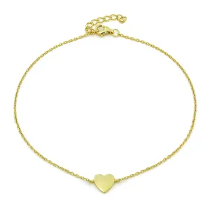 925 Sterling Silver Polished Heart Minimalist Ankle Bracelet