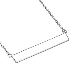 925 Sterling Silver Polished Sideways Bar Pendant Necklace 1.40"