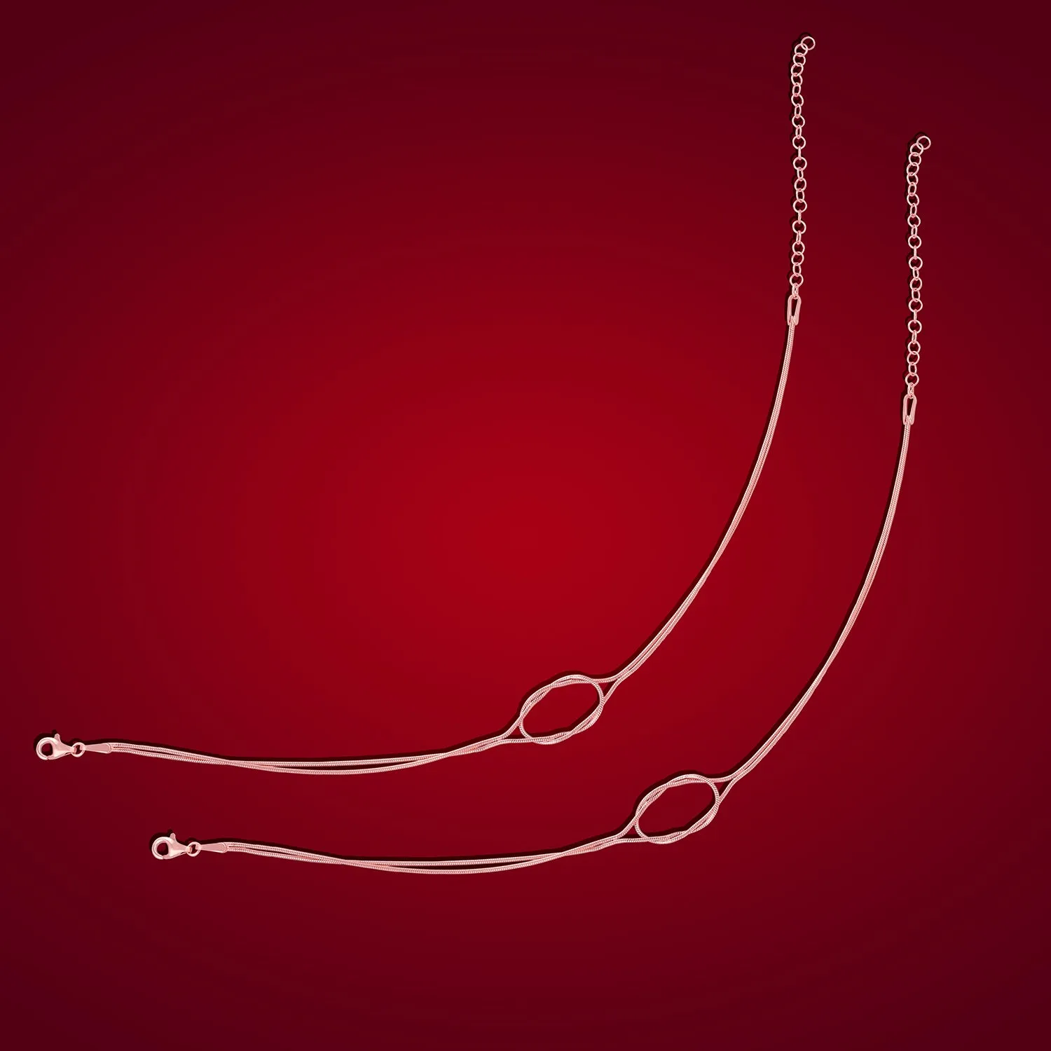 925 Sterling Silver Slim Wired Chain Knot Design Anklets For women