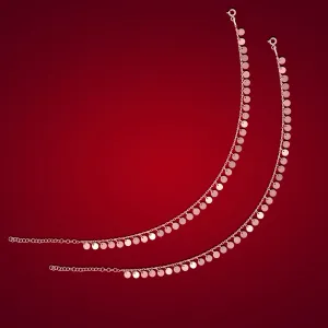 925 Sterling Silver Subtle Chain Halo Drop Anklets For Women