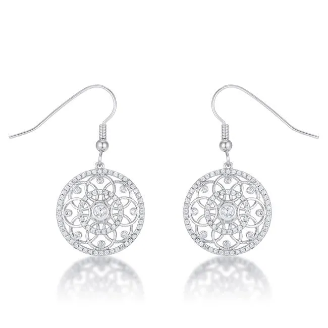 .95 Ct Interlocking Circle Rhodium and CZ Earrings