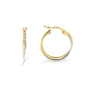 9ct Yellow and White Gold Two-Tone Hoop Earrings 15mm GEAR346