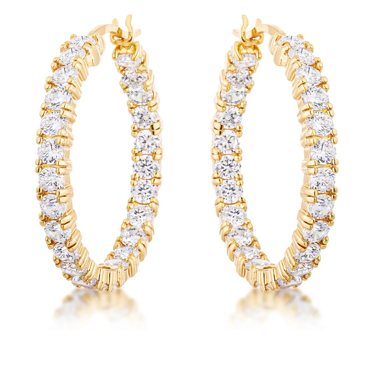 Abella Round CZ Eternity Rose Gold Hoop Earrings | 1.5 in