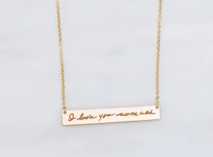 Actual Signature Handwriting Necklace,  8 mm 2" bar