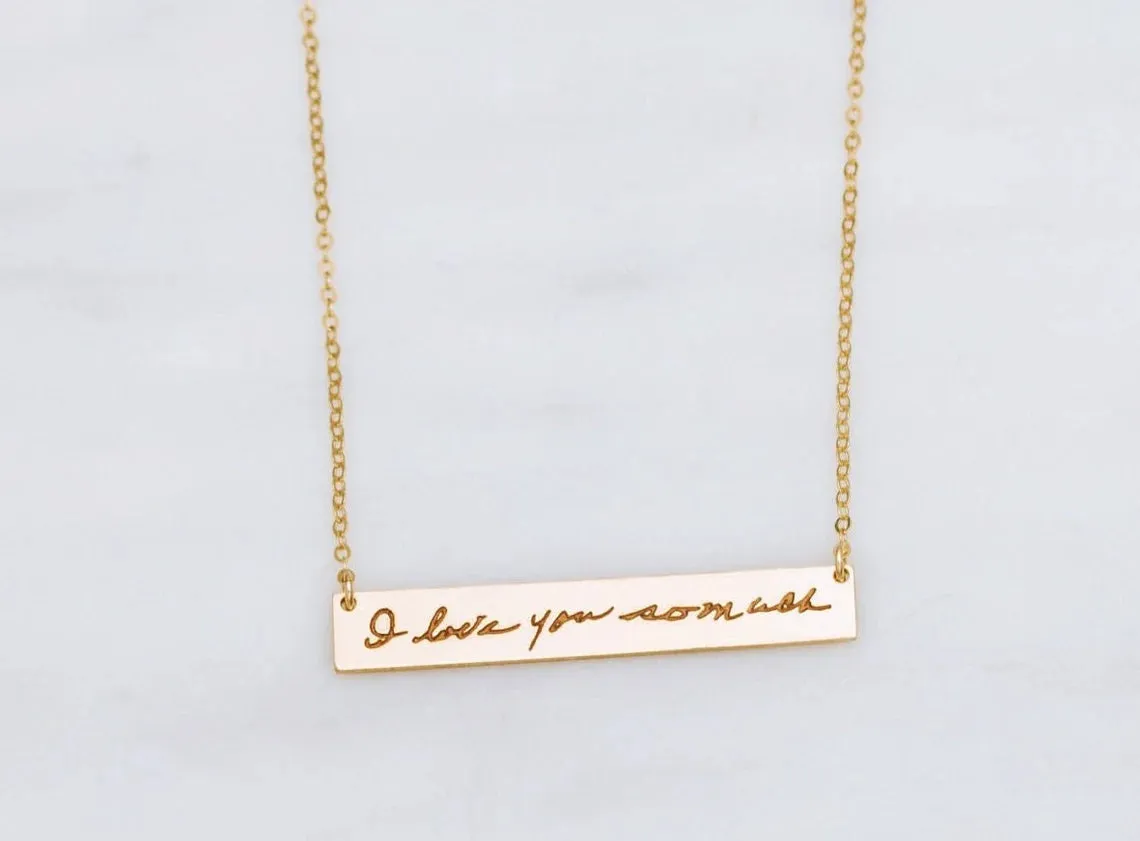 Actual Signature Handwriting Necklace,  8 mm 2" bar
