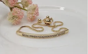 Adjustable Gold Crystal Bar Bracelet