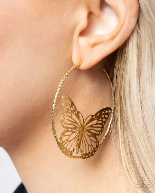 Aerial Alias - Gold (Butterfly) Hoop  Earrings