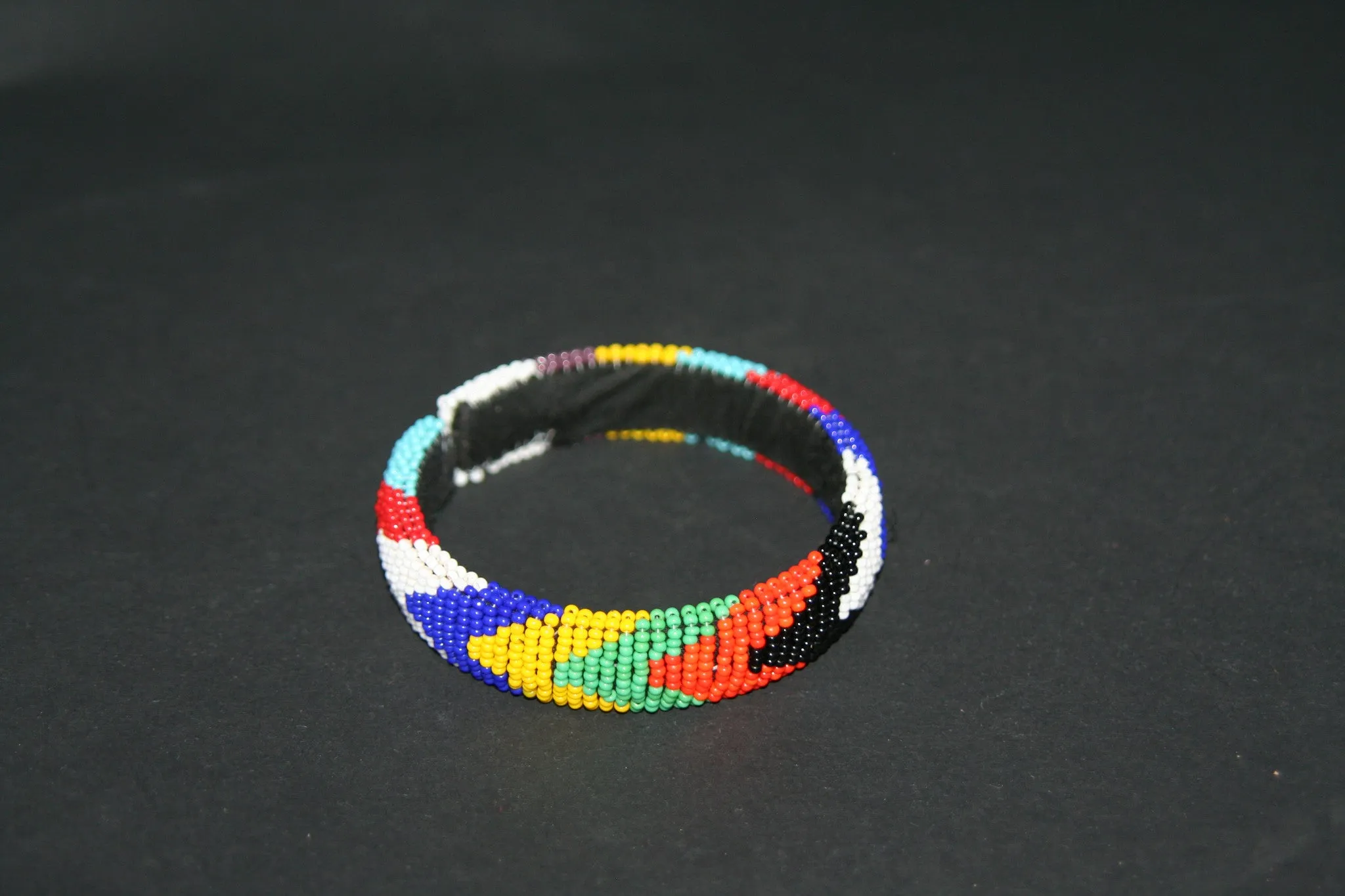 African Zulu Beaded Multicolor Cuff Bracelet