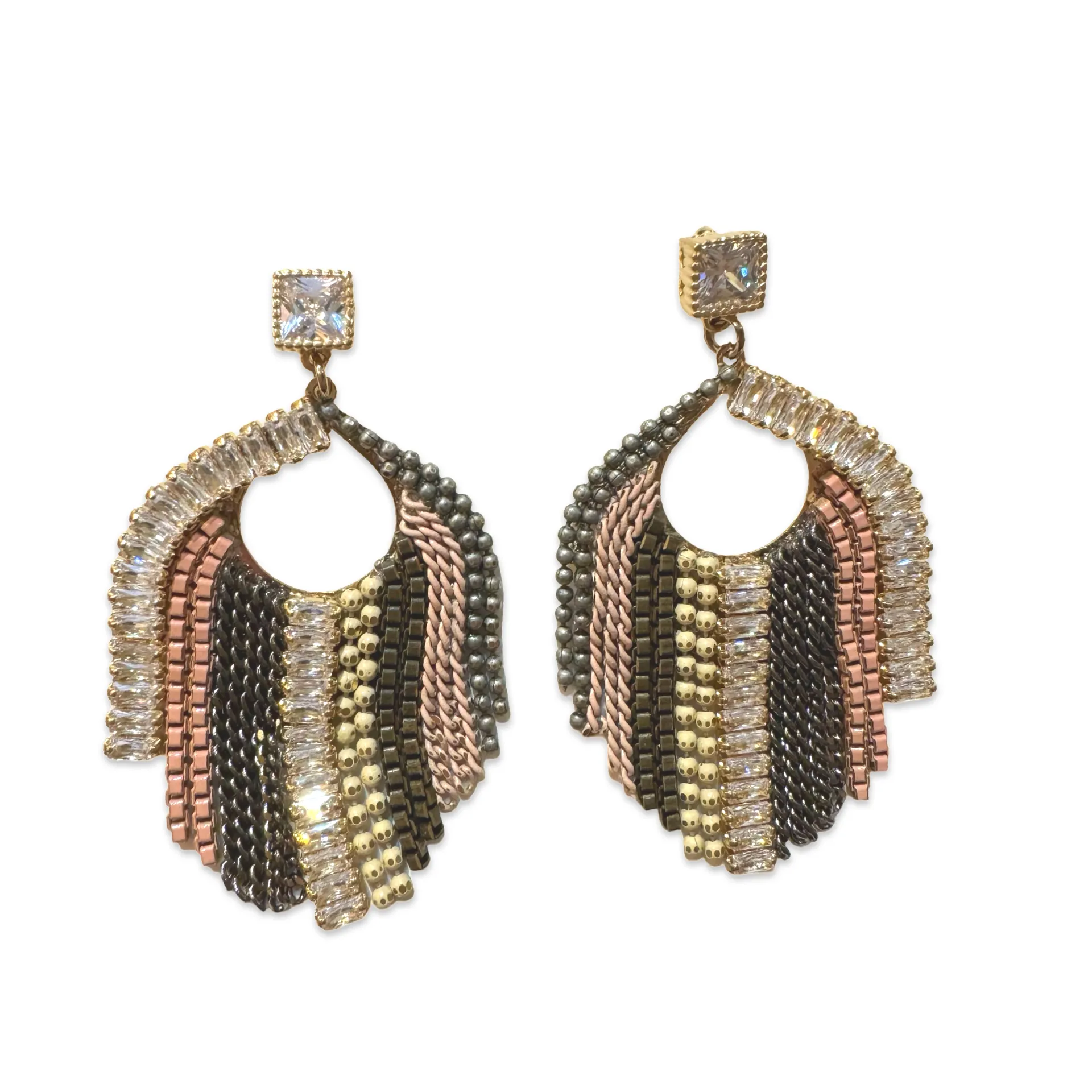 Akira Tassel Deco Statement Earrings