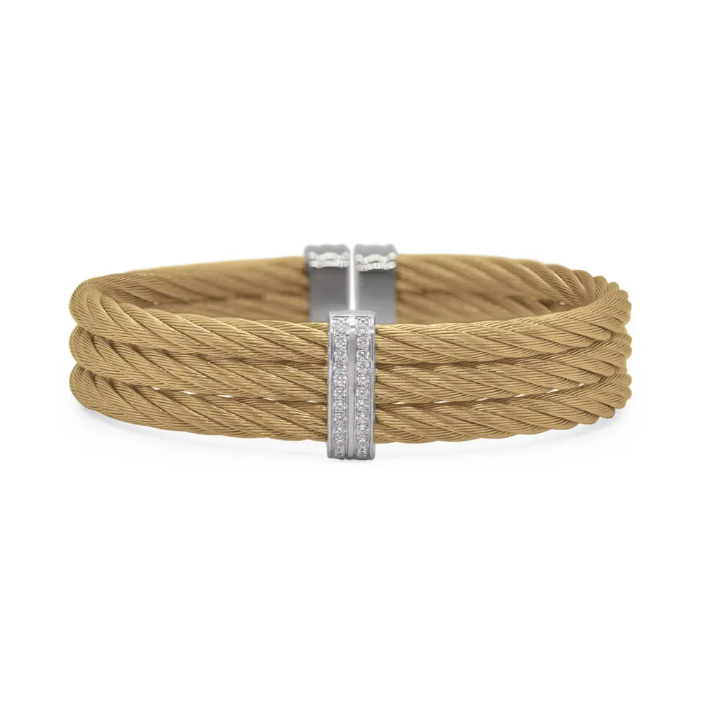 ALOR Yellow Cable 3-Row Cuff with 18kt Gold & Diamonds 04-37-3151-11
