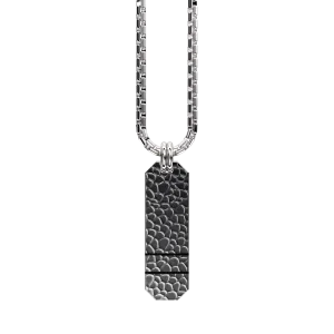 Angled Set Your Bar Sterling Silver Double Horizontal Hammered/Blackened Design