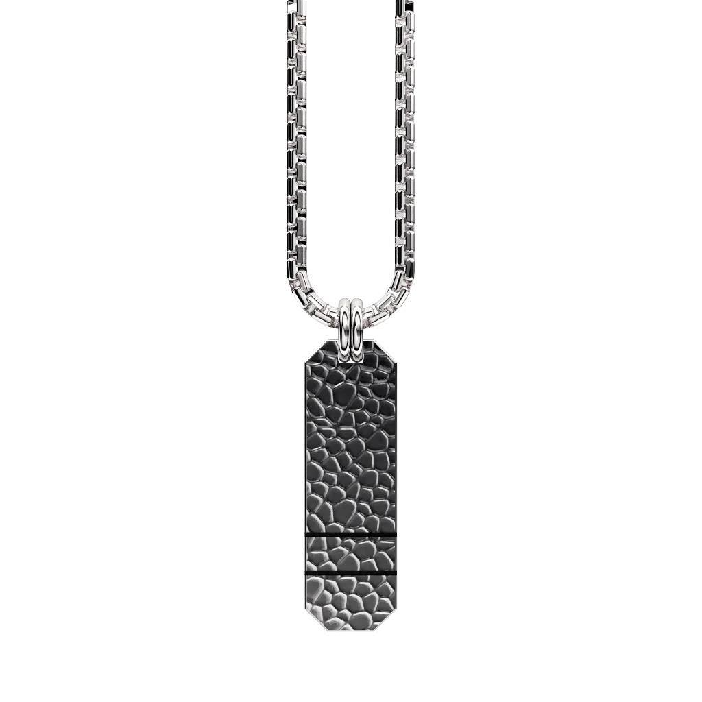 Angled Set Your Bar Sterling Silver Double Horizontal Hammered/Blackened Design